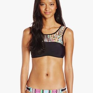 NWT! HOBIE Bright Neon Multicolor Bikini Top Swim